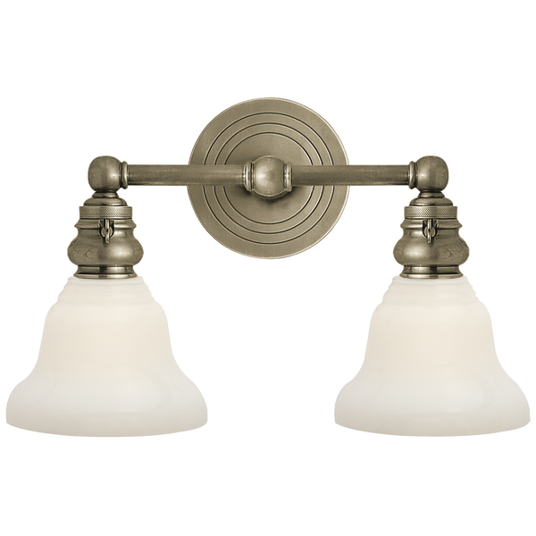 Boston Functional Double Light in Various Colors with White Glass