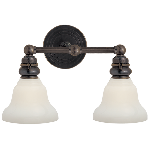 Boston Functional Double Light in Various Colors with White Glass