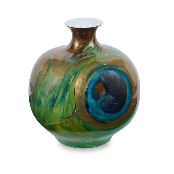 Swirls Vase Green Multi and Olive Flatshot Image 1